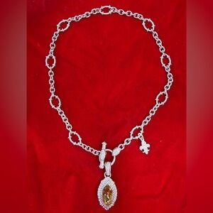 Judith Ripka Sterling Silver Citrine Necklace Toggle Necklace